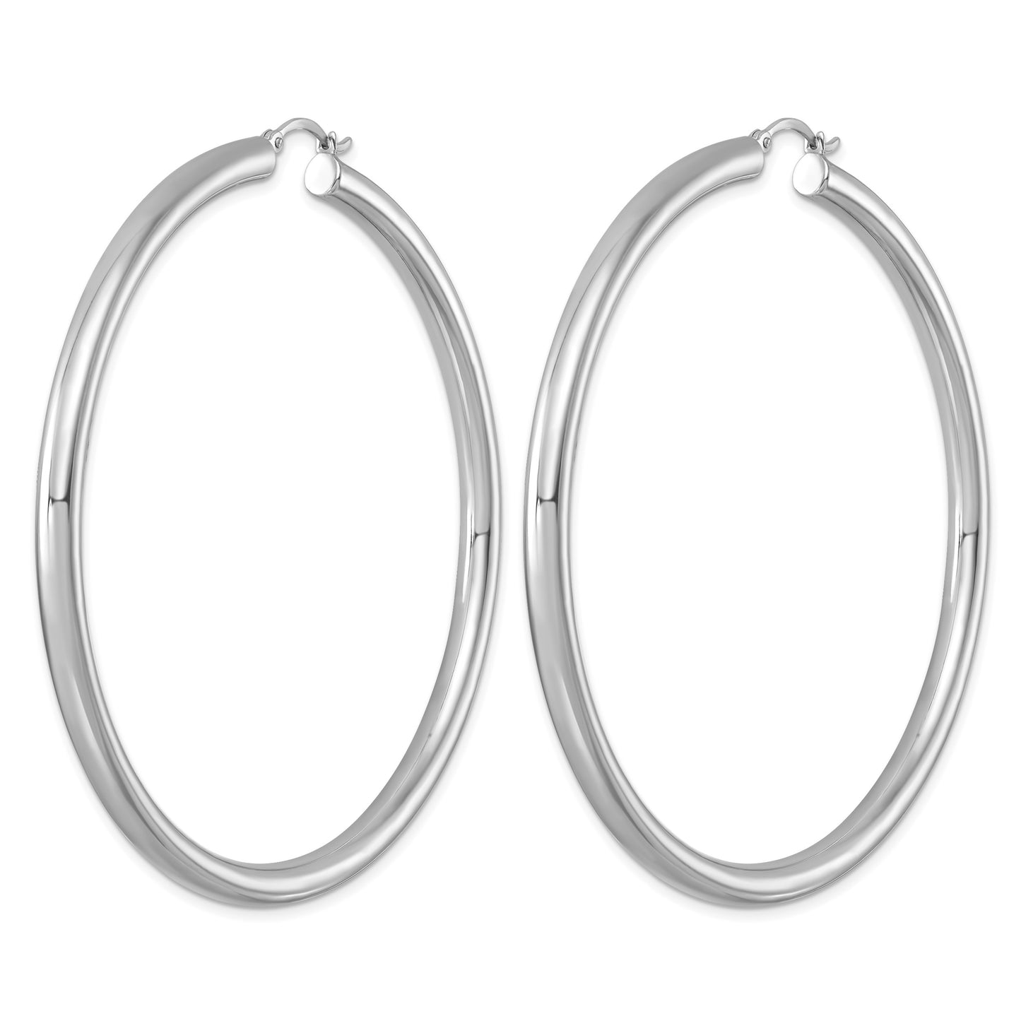 Sterling Silver Rhodium-plated 4mm Round Hoop Earrings