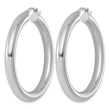 Sterling Silver Rhodium-plated 5mm Round Hoop Earrings