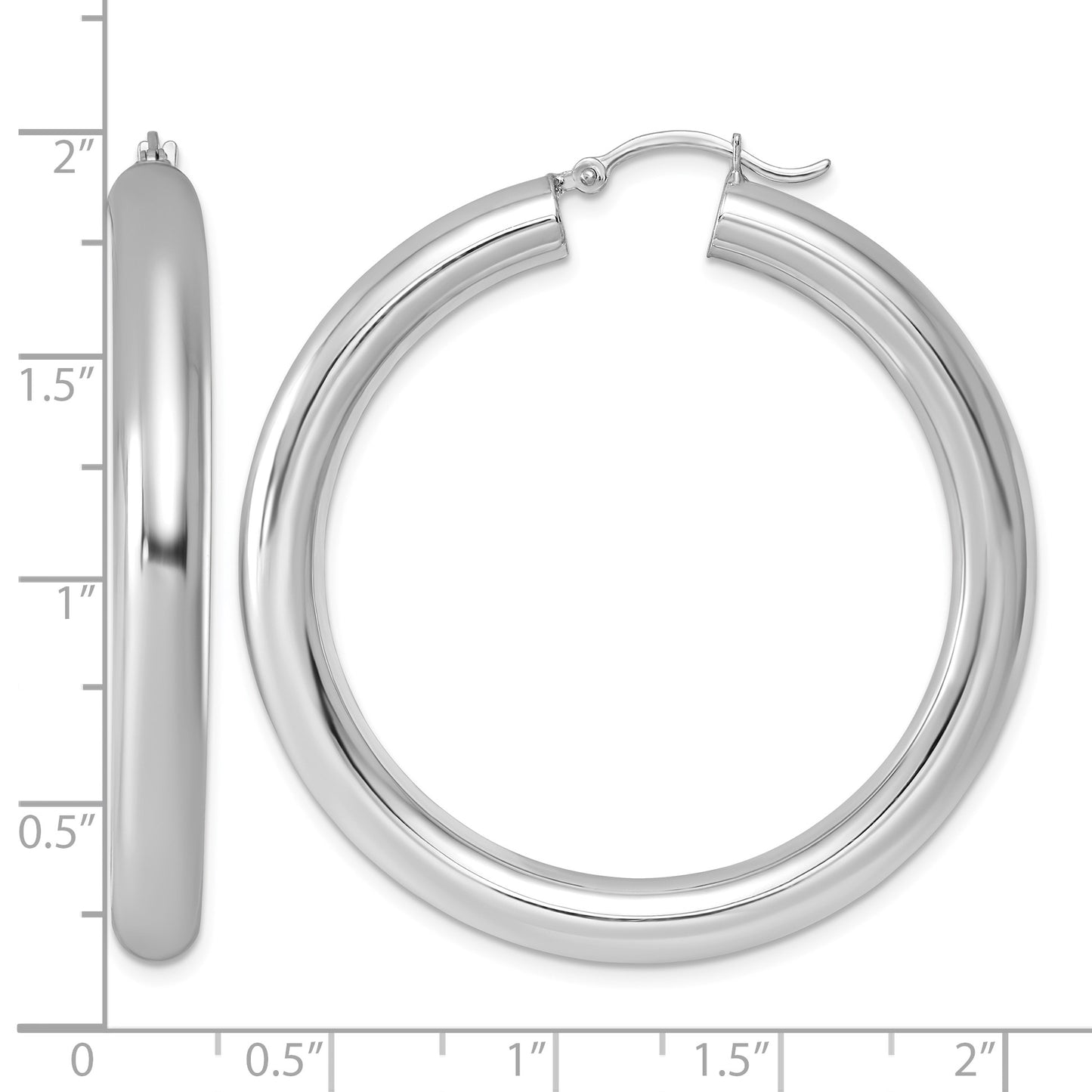 Sterling Silver Rhodium-plated 5mm Round Hoop Earrings