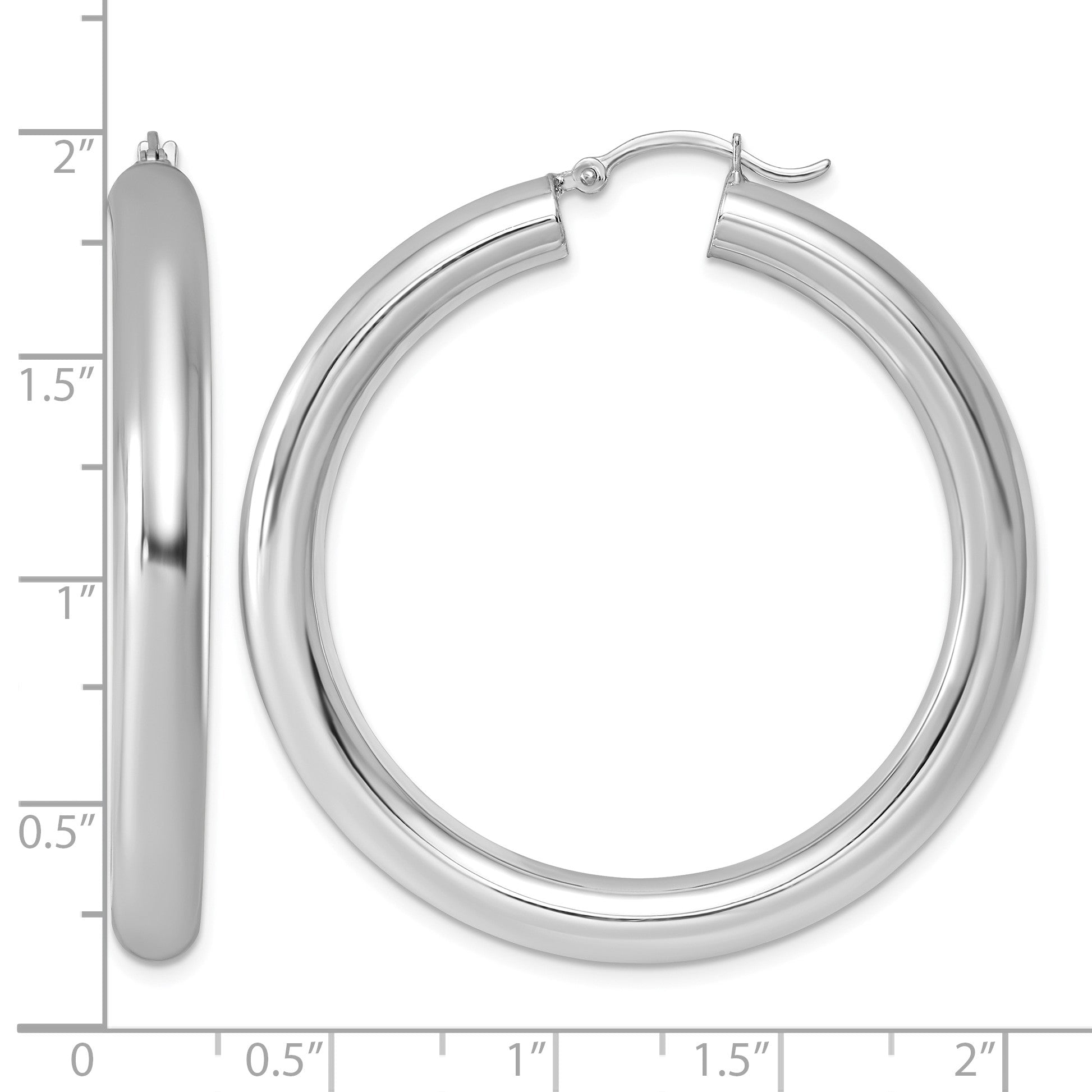 Sterling Silver Rhodium-plated 5mm Round Hoop Earrings