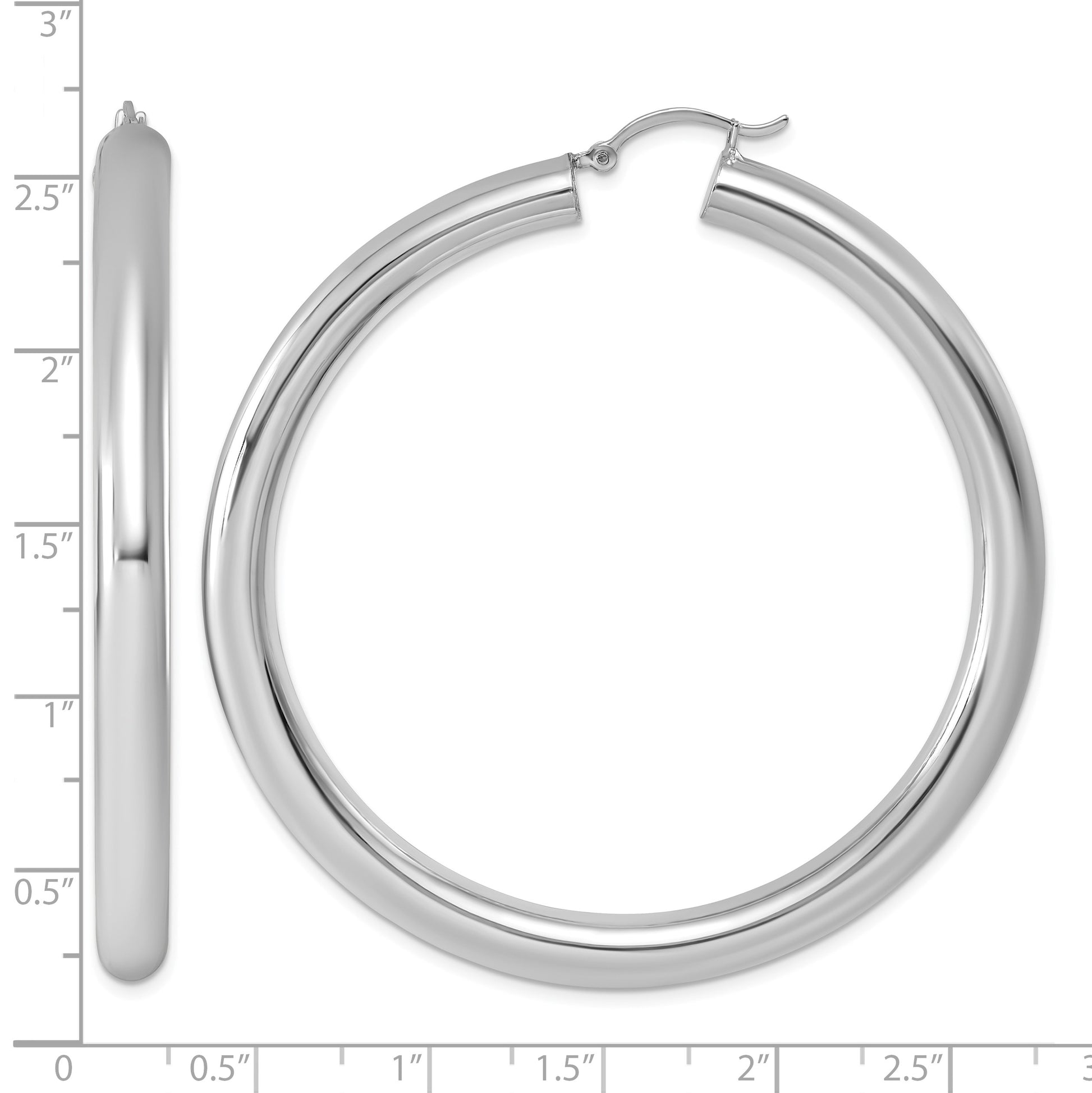 Sterling Silver Rhodium-plated 5mm Round Hoop Earrings