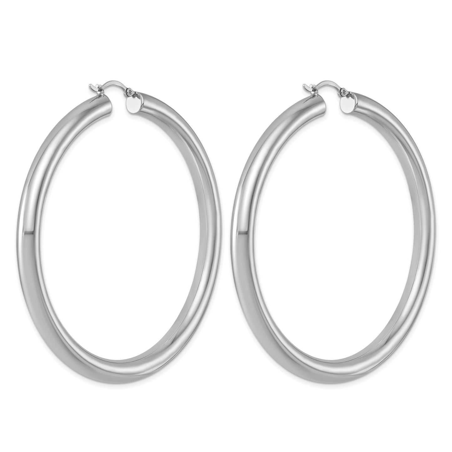 Sterling Silver Rhodium-plated 5mm Round Hoop Earrings
