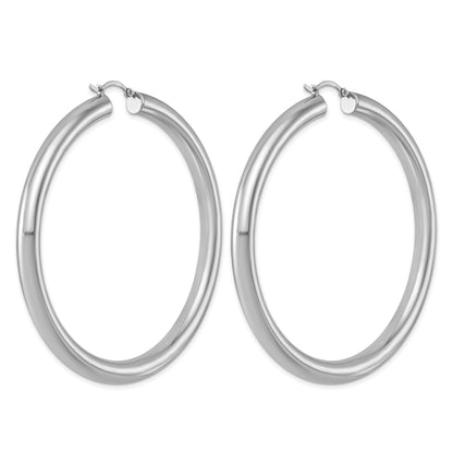 Sterling Silver Rhodium-plated 5mm Round Hoop Earrings