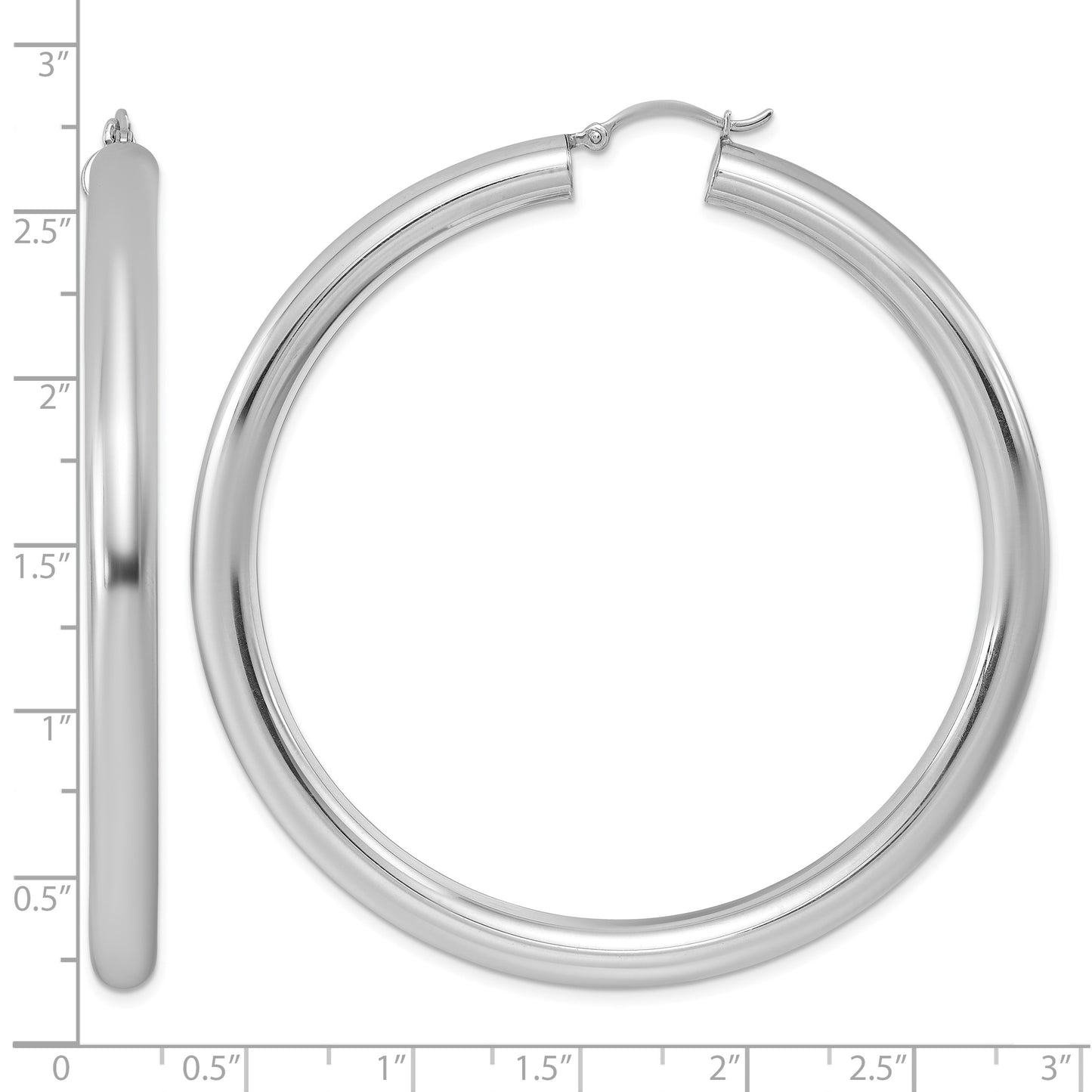 Sterling Silver Rhodium-plated 5mm Round Hoop Earrings