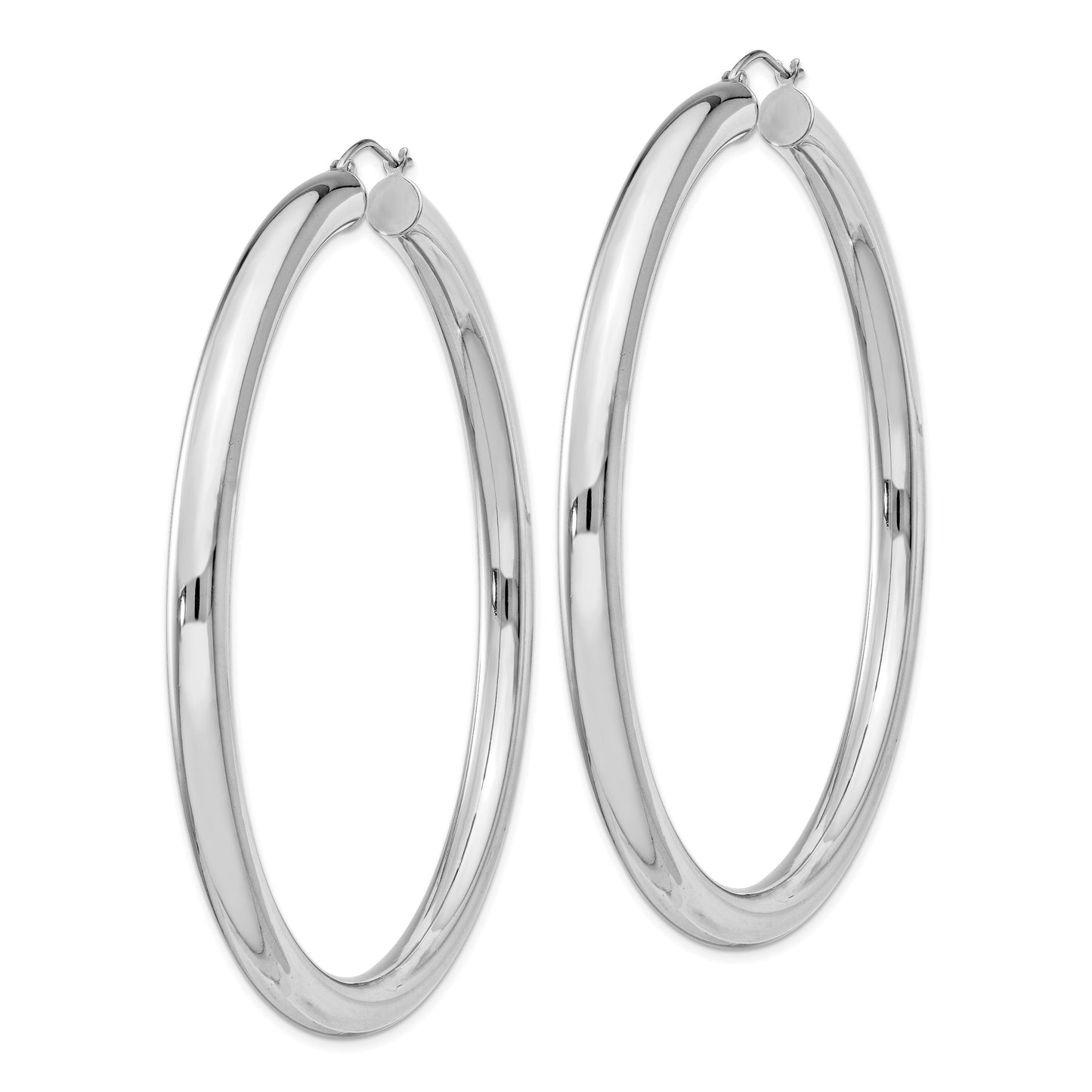 Sterling Silver Rhodium-plated 5mm Round Hoop Earrings