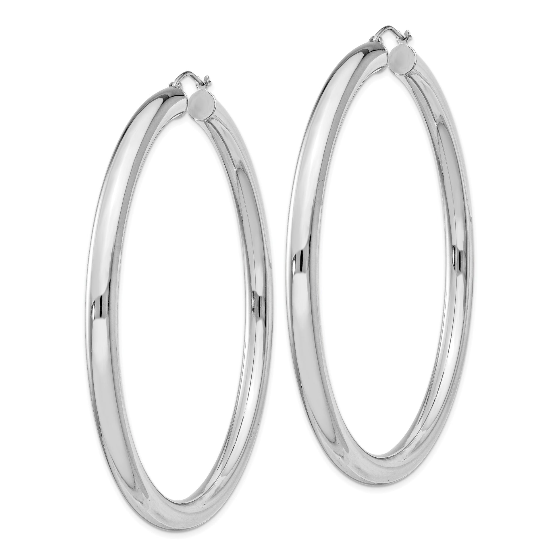 Sterling Silver Rhodium-plated 5mm Round Hoop Earrings