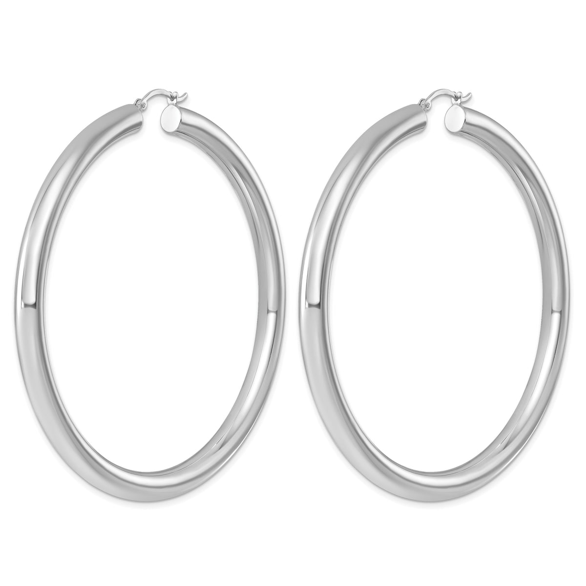 Sterling Silver Rhodium-plated 5mm Round Hoop Earrings