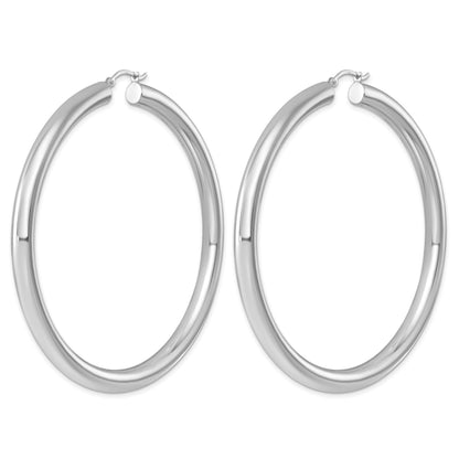 Sterling Silver Rhodium-plated 5mm Round Hoop Earrings
