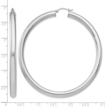 Sterling Silver Rhodium-plated 5mm Round Hoop Earrings