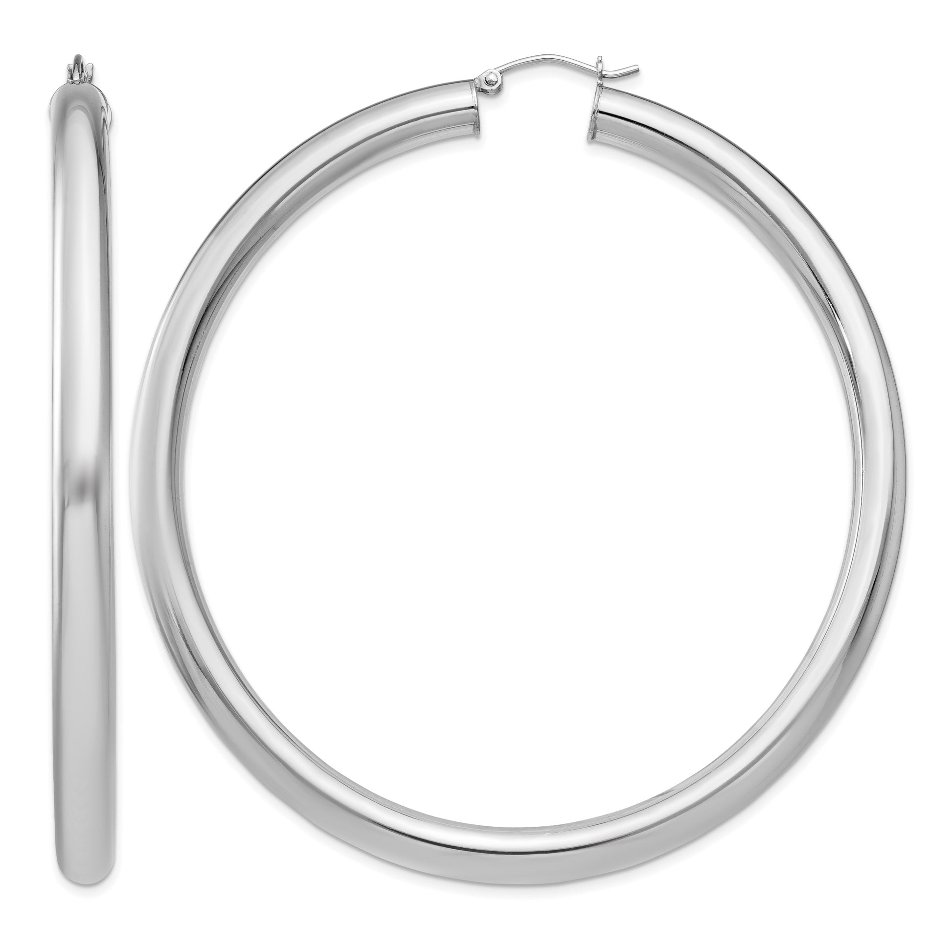 Sterling Silver Rhodium-plated 5mm Round Hoop Earrings