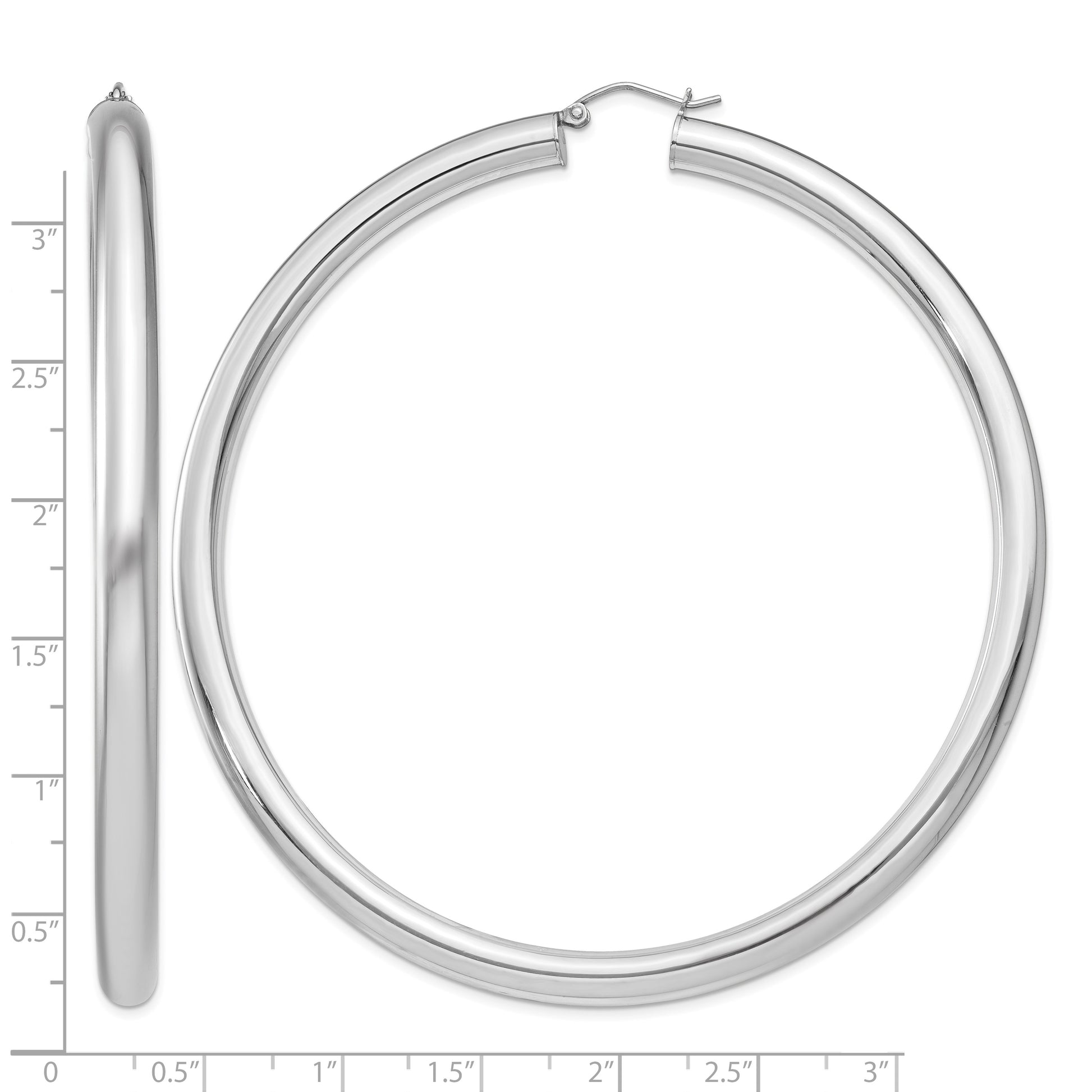 Sterling Silver Rhodium-plated 5mm Round Hoop Earrings