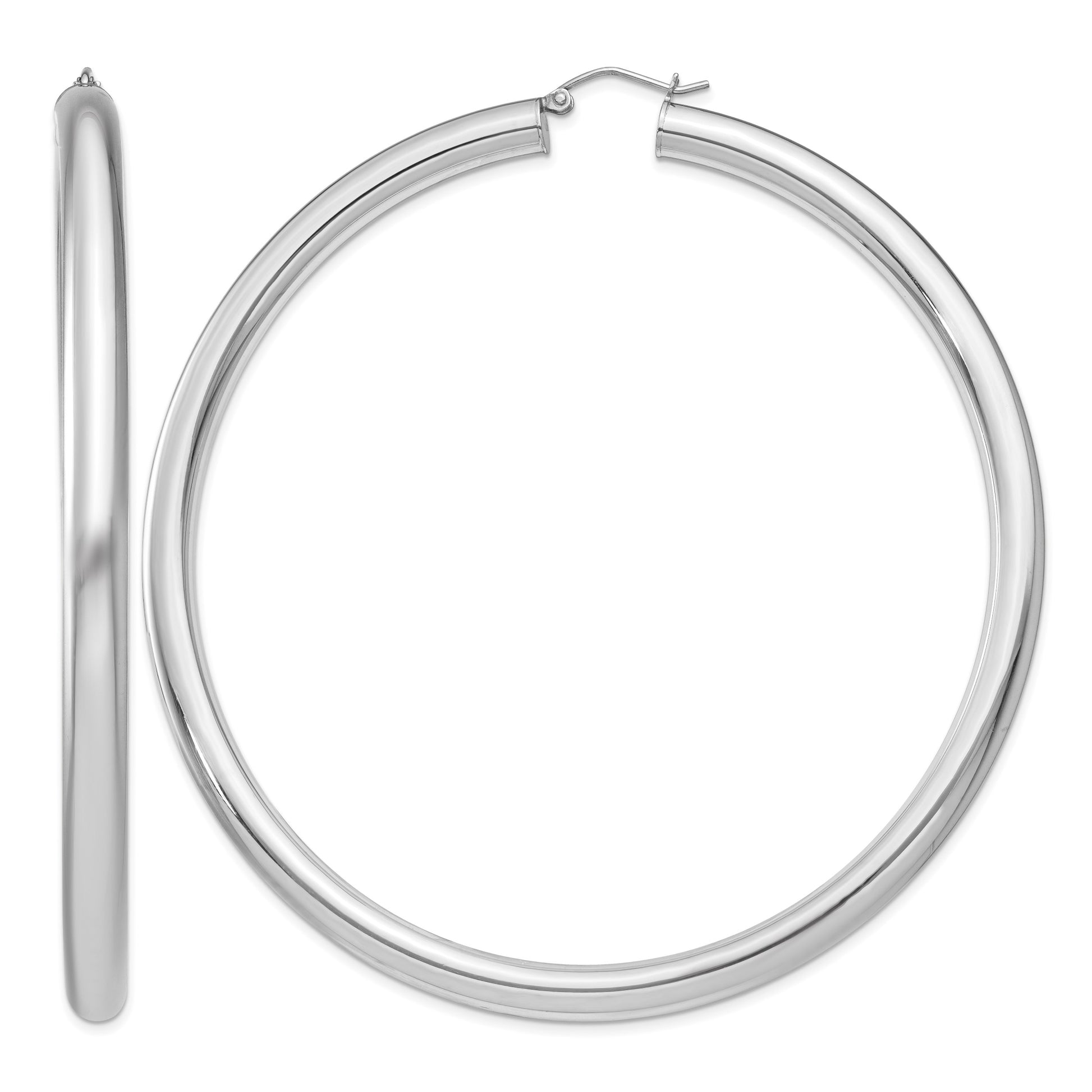 Sterling Silver Rhodium-plated 5mm Round Hoop Earrings