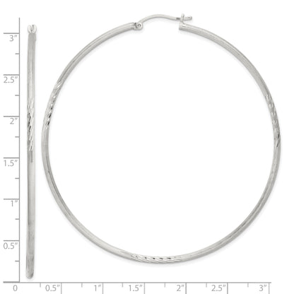 Sterling Silver 2mm Polished/Satin D/C Hoop Earrings