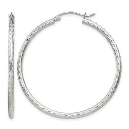 Sterling Silver 2mm Diamond Cut Hoop Earrings