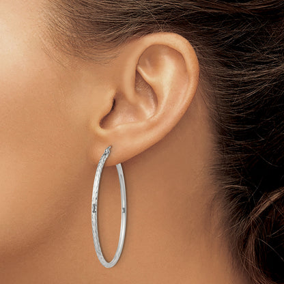 Sterling Silver 2mm Diamond Cut Hoop Earrings