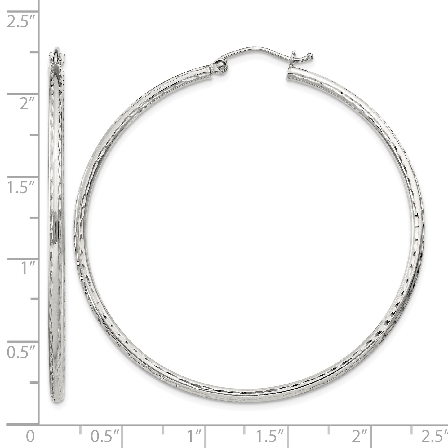 Sterling Silver 2mm Diamond Cut Hoop Earrings