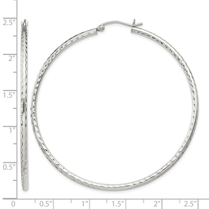 Sterling Silver 2mm Diamond Cut Hoop Earrings