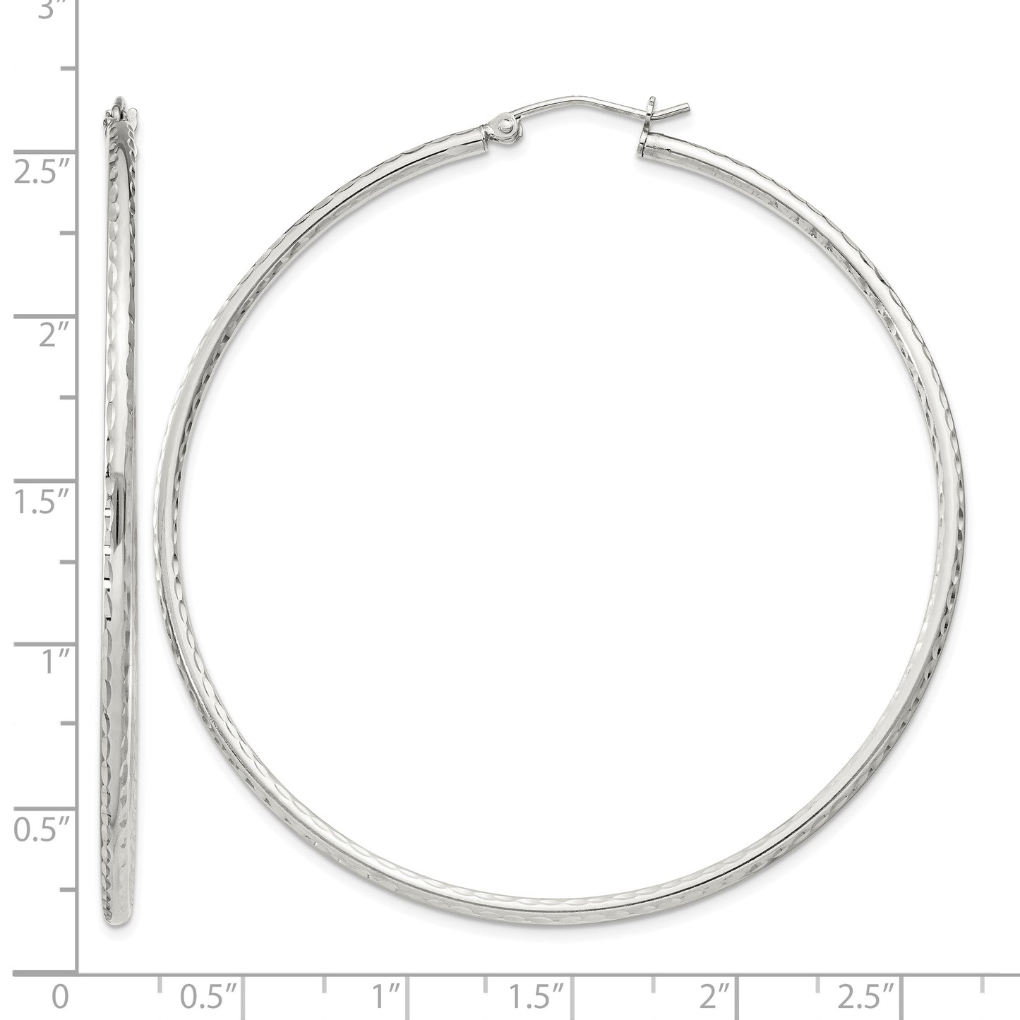 Sterling Silver 2mm Diamond Cut Hoop Earrings