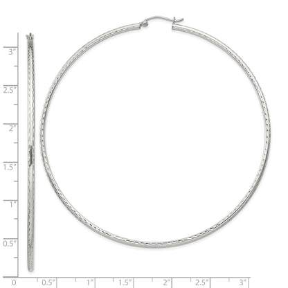 Sterling Silver 2mm Diamond Cut Hoop Earrings