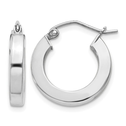Sterling Silver Rhodium-plated 3x17mm Square Tube Hoop Earrings