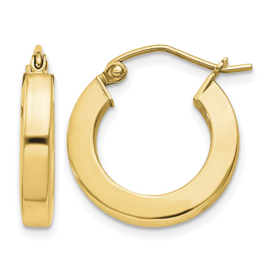 Sterling Silver Flash Gold-plated 3x17mm Square Tube Hoop Earrings