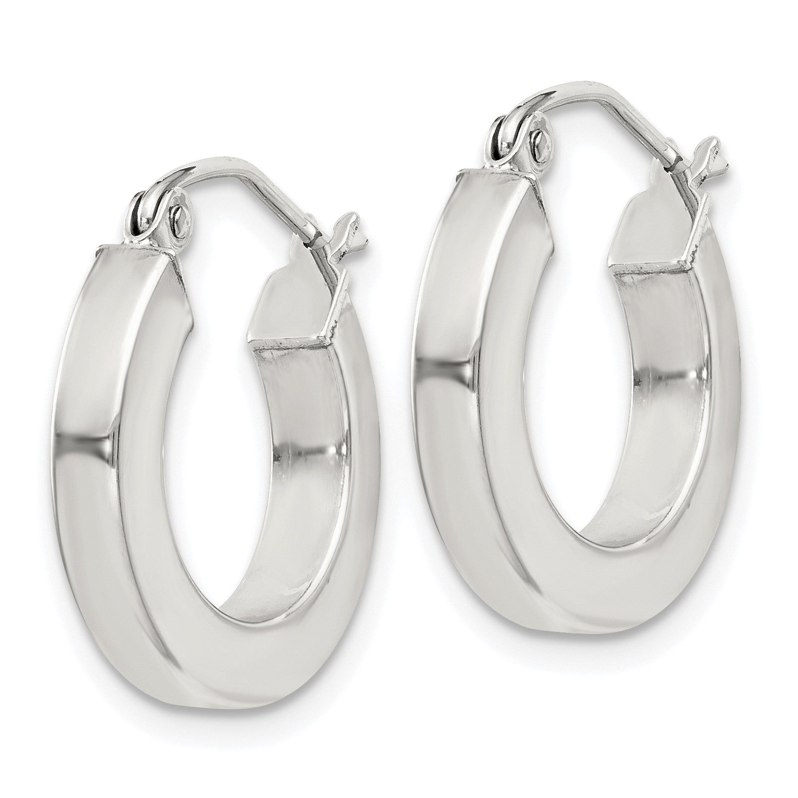 Sterling Silver 3x17mm Square Tube Hoop Earrings