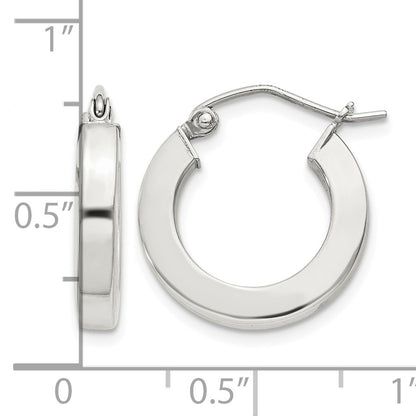 Sterling Silver 3x17mm Square Tube Hoop Earrings