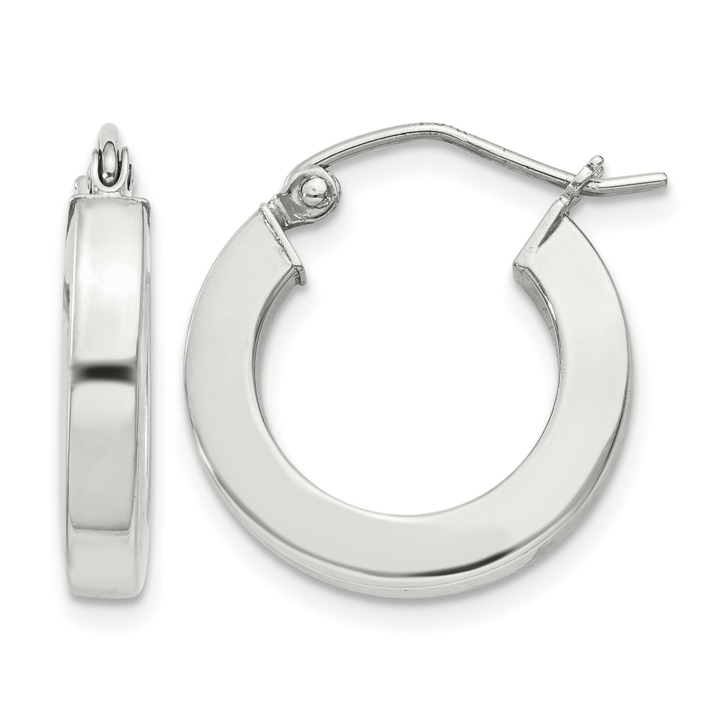 Sterling Silver 3x17mm Square Tube Hoop Earrings