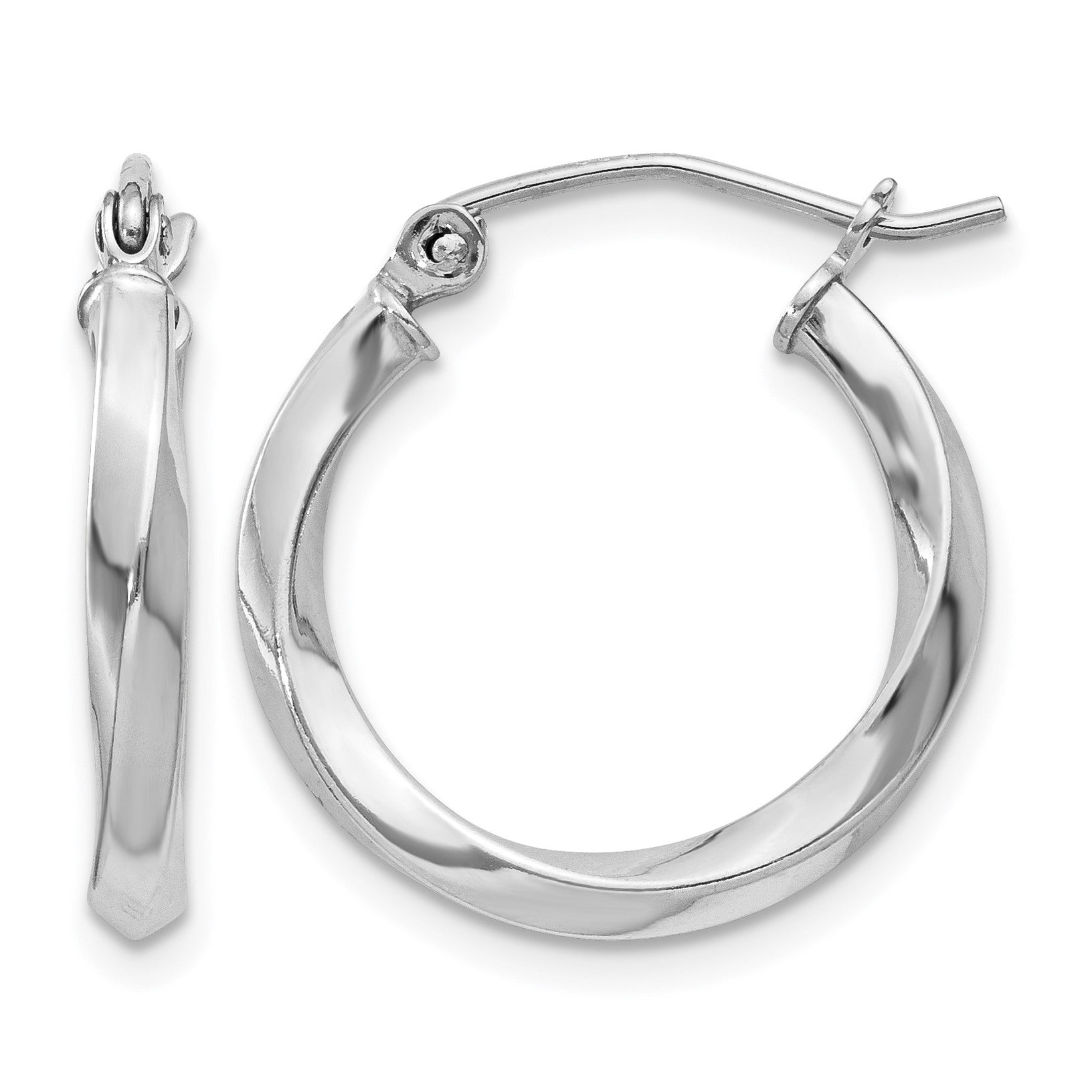 Sterling Silver Rhodium-plated Twisted 2.5x18mmHoop Earrings