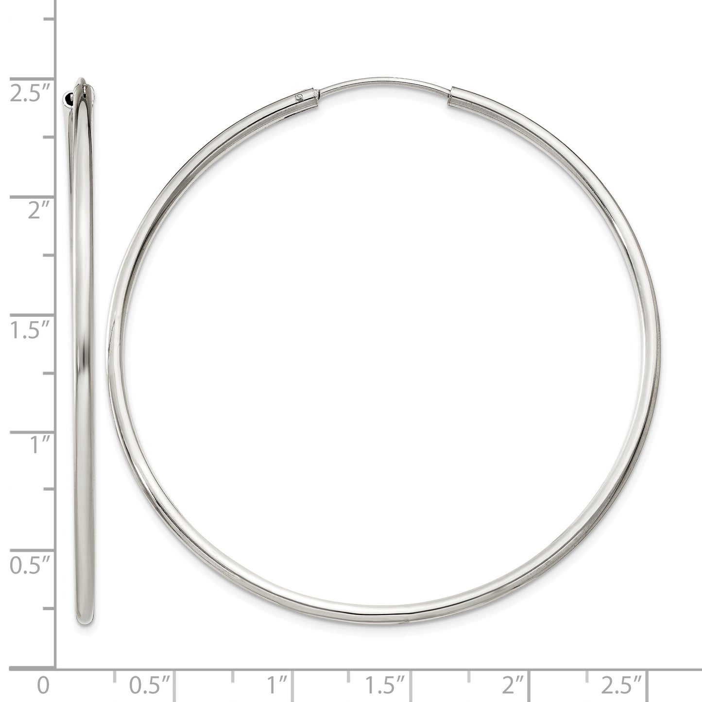 Sterling Silver 2x55mm Endless Hoop Earrings
