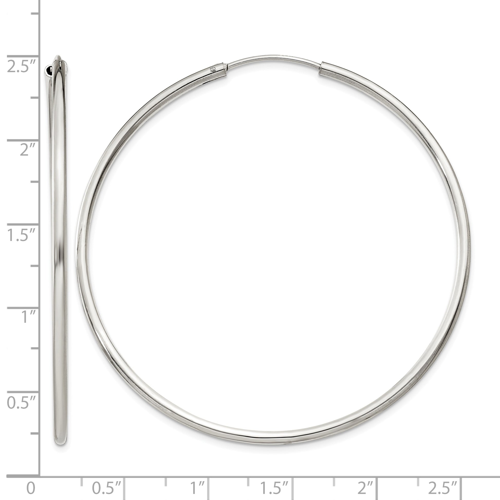 Sterling Silver 2x55mm Endless Hoop Earrings