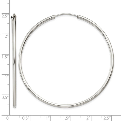 Sterling Silver 2x55mm Endless Hoop Earrings
