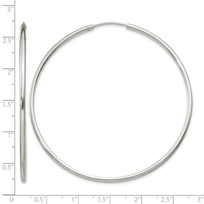 Sterling Silver 2x60mm Endless Hoop Earrings