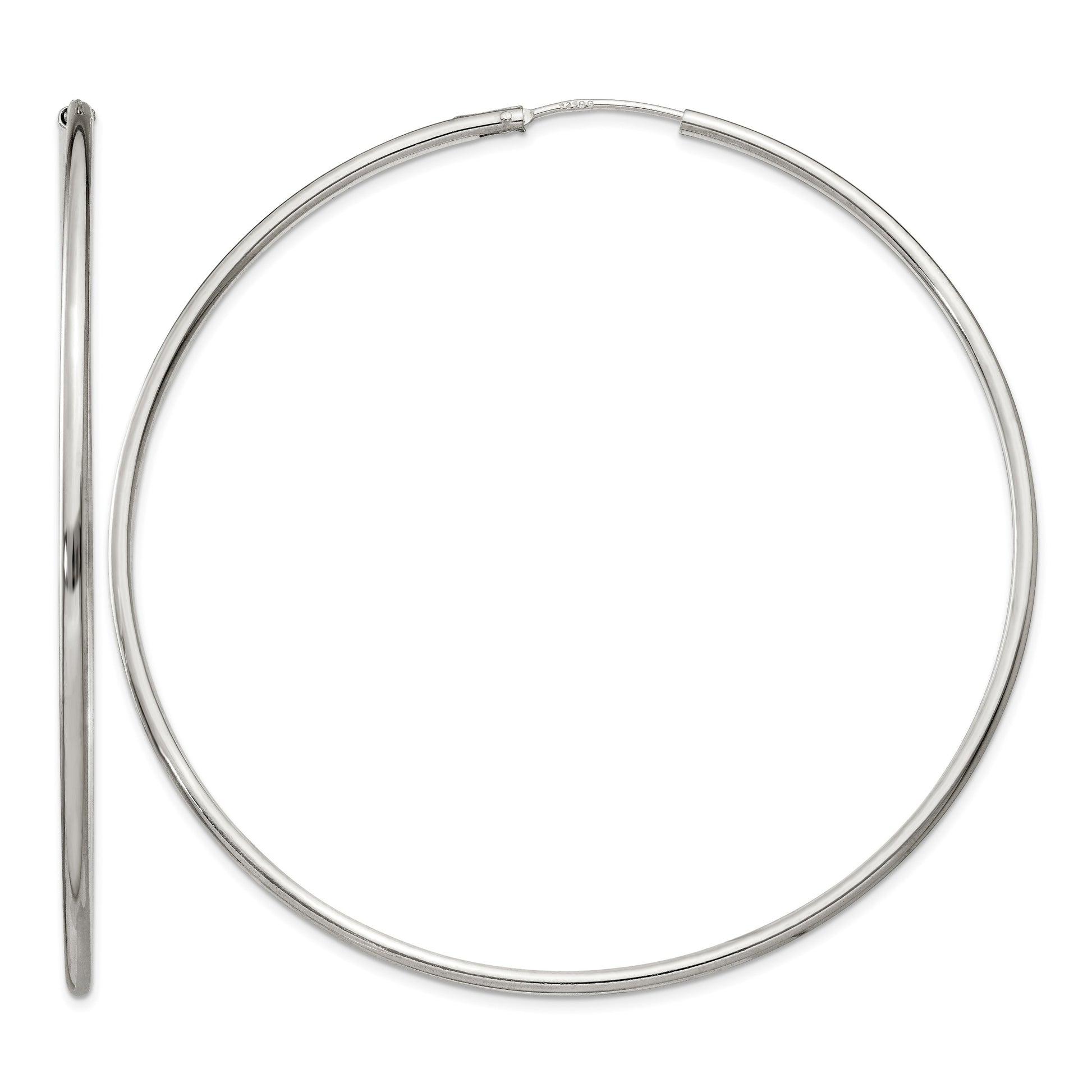 Sterling Silver 2x70mm Endless Hoop Earrings