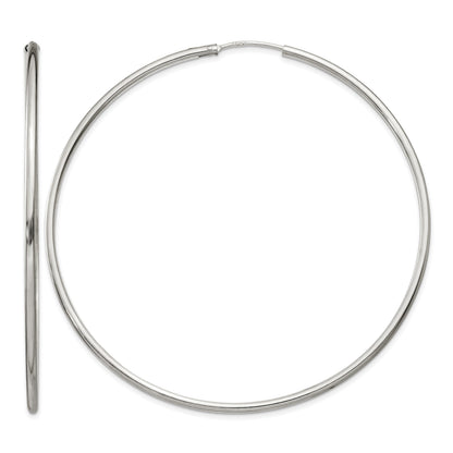 Sterling Silver 2x70mm Endless Hoop Earrings
