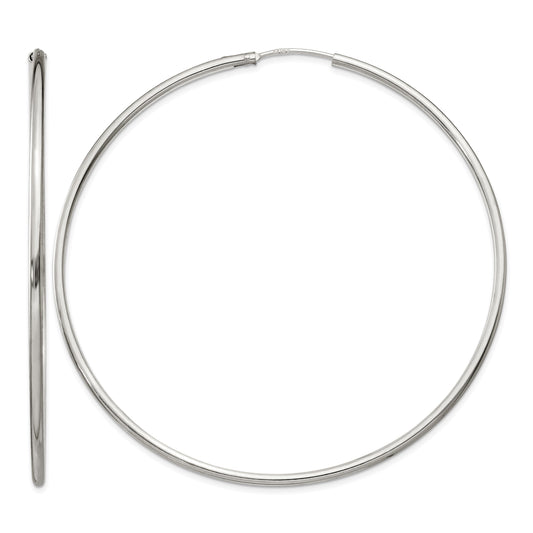 Sterling Silver 2x70mm Endless Hoop Earrings