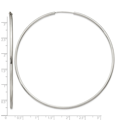 Sterling Silver 2x80mm Endless Hoop Earrings