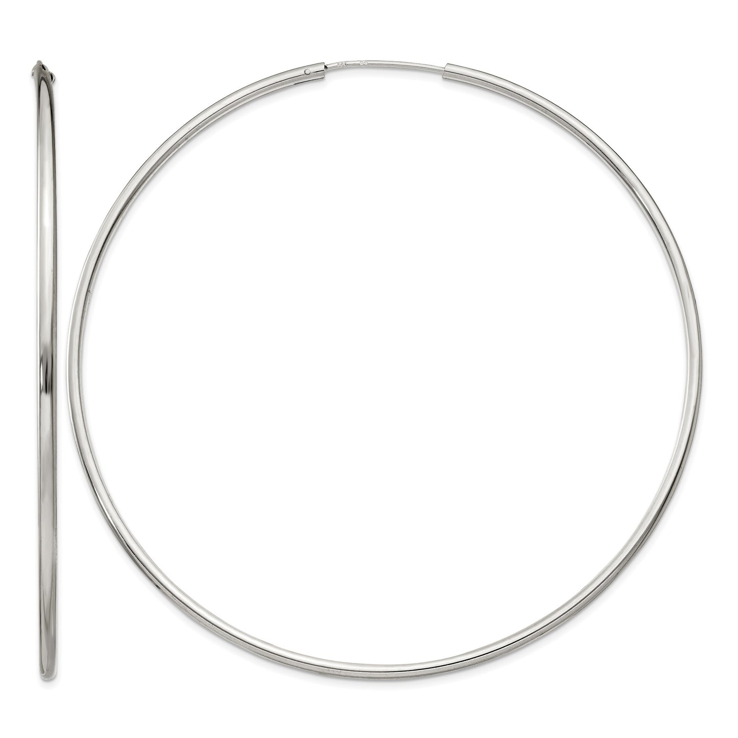 Sterling Silver 2x80mm Endless Hoop Earrings