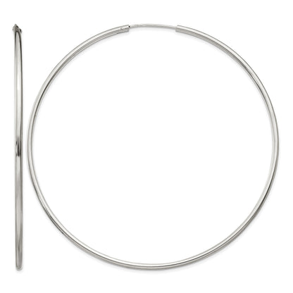 Sterling Silver 2x80mm Endless Hoop Earrings