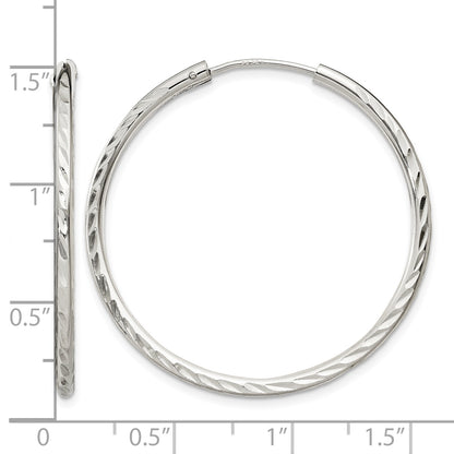 Sterling Silver D/C 2.5x35mm Endless Hoop Earrings