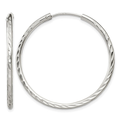 Sterling Silver D/C 2.5x35mm Endless Hoop Earrings