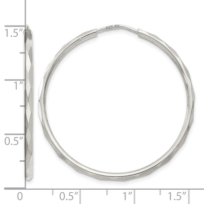 Sterling Silver D/C 2.5x35mm Endless Hoop Earrings