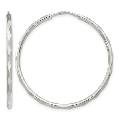 Sterling Silver D/C 2.5x35mm Endless Hoop Earrings