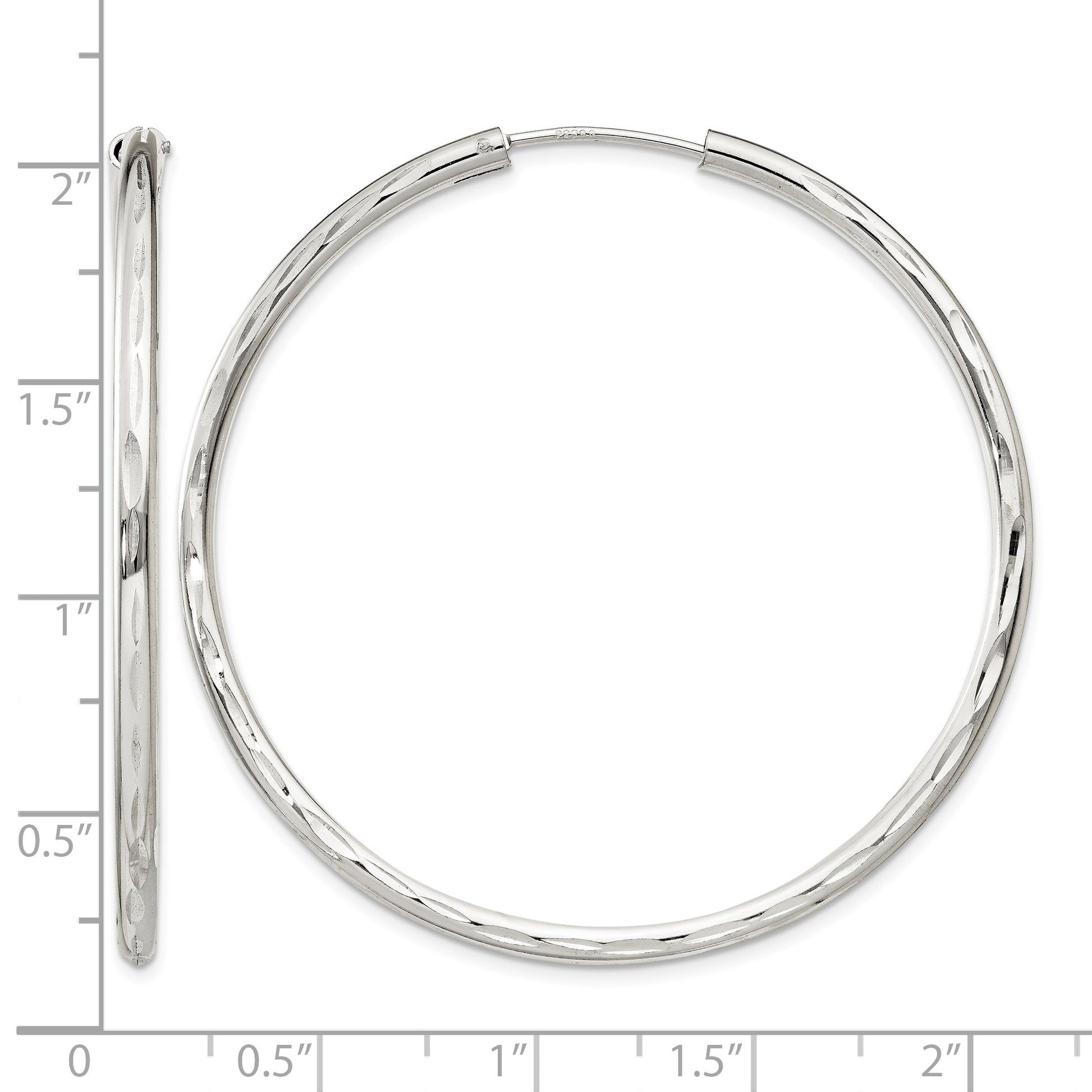 Sterling Silver D/C 2.5x50mm Endless Hoop Earrings