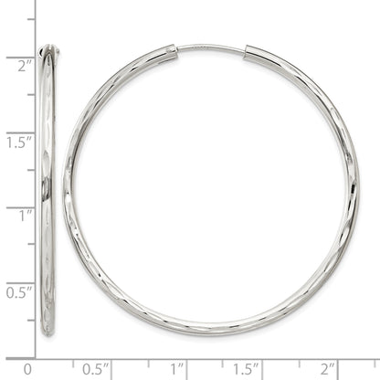 Sterling Silver D/C 2.5x50mm Endless Hoop Earrings