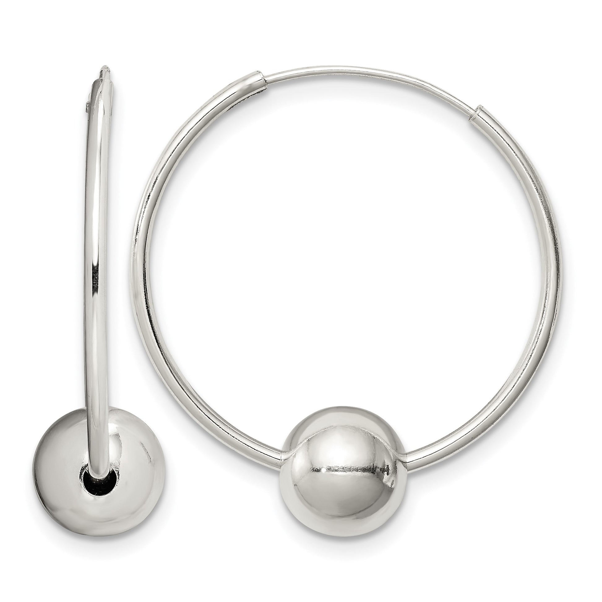 Sterling Silver Bead Endless Hoop Earrings
