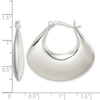 Sterling Silver Polished Puffed Hoop Earrings