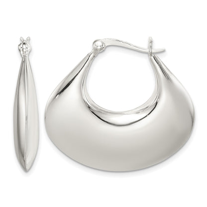 Sterling Silver Polished Puffed Hoop Earrings