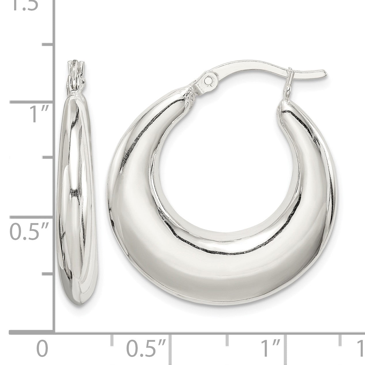 Sterling Silver Polished & Tapered Round Hoop Earrings