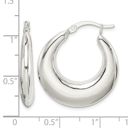 Sterling Silver Polished & Tapered Round Hoop Earrings